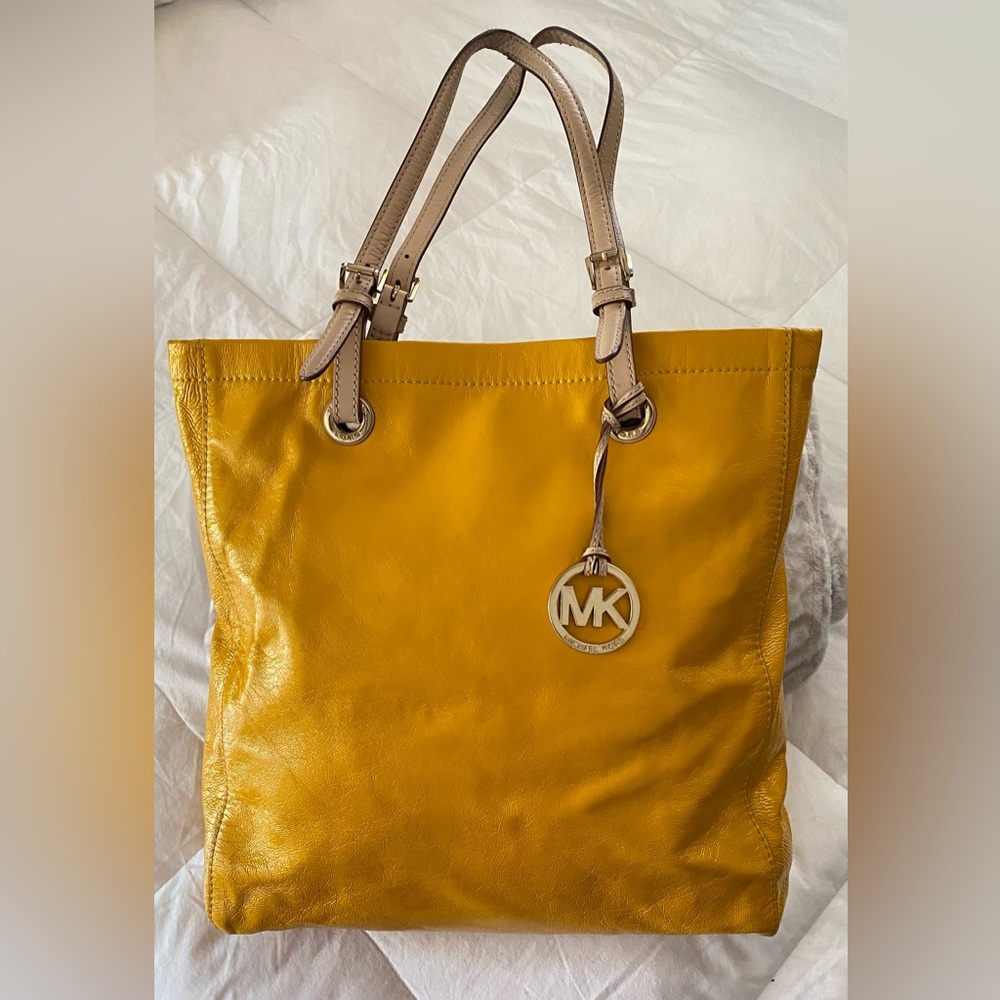 Michael Kors Yellow Leather Tote Bag